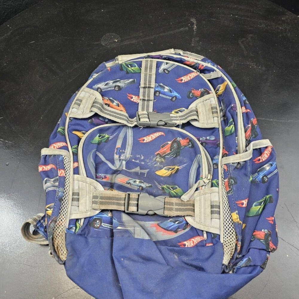 Pottery Barn Kids Mackenzie Gray Blue Hot wheels Backpack